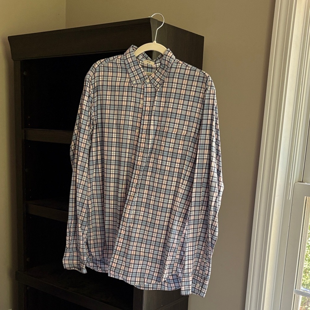 J. Crew Blue and White Plaid Button-Down Shirt
